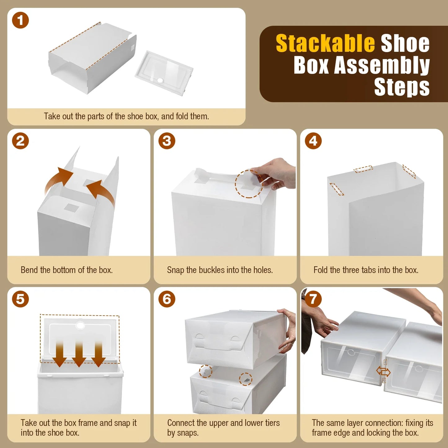 24 Pack Clear Shoe Boxes, Stackable Shoe Storage Boxes, with Lids, Clear Plastic Stackable Shoe Organizers, For Closet