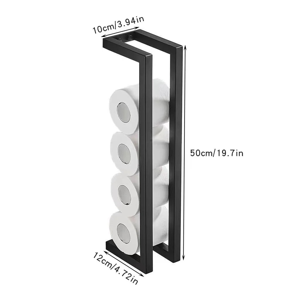 Black towel rack holder Stainless steel wall-mounted storage rack Bathroom Household multi-functional toilet   paper towel