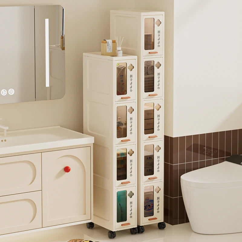 Slim Mobile Storage Cabinet, Space-Saving Narrow Drawer Organizer, Minimalist Multi-Purpose Design for Kitchen/Bathroom/Living
