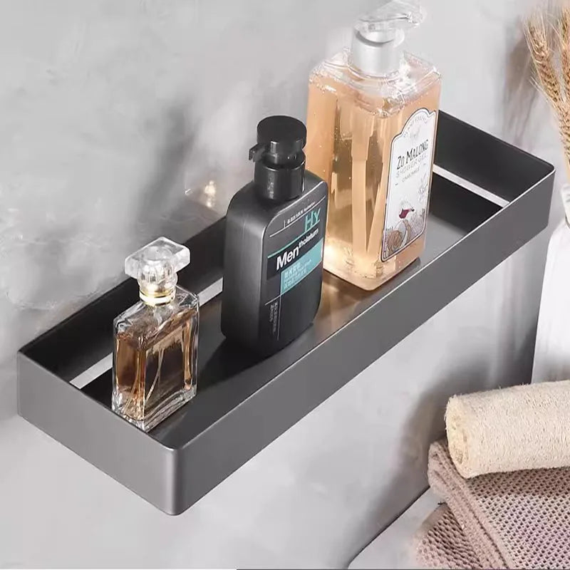 Stainless steel Chrome Bathroom Shelves toilet Storage holder Kitchen Wall Shelf Shower Storage Rack Black Bathroom Accessories
