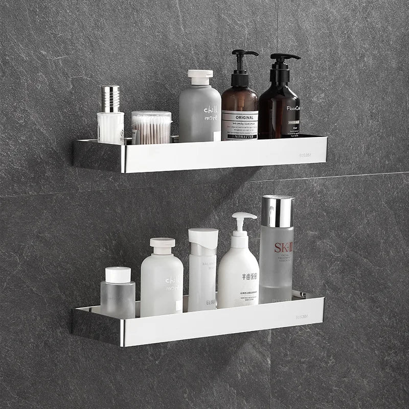 Stainless steel Chrome Bathroom Shelves toilet Storage holder Kitchen Wall Shelf Shower Storage Rack Black Bathroom Accessories