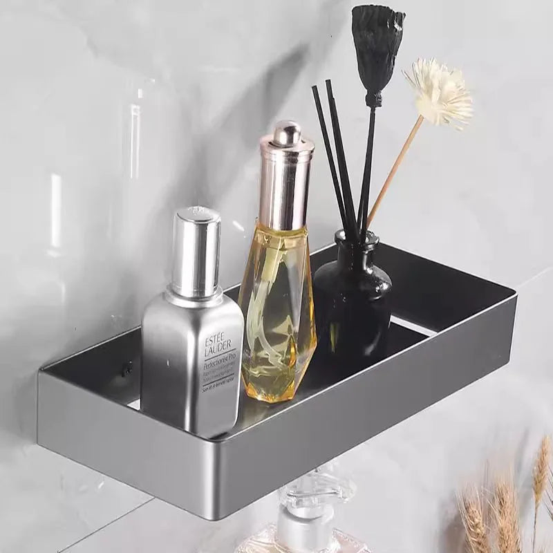 Stainless steel Chrome Bathroom Shelves toilet Storage holder Kitchen Wall Shelf Shower Storage Rack Black Bathroom Accessories