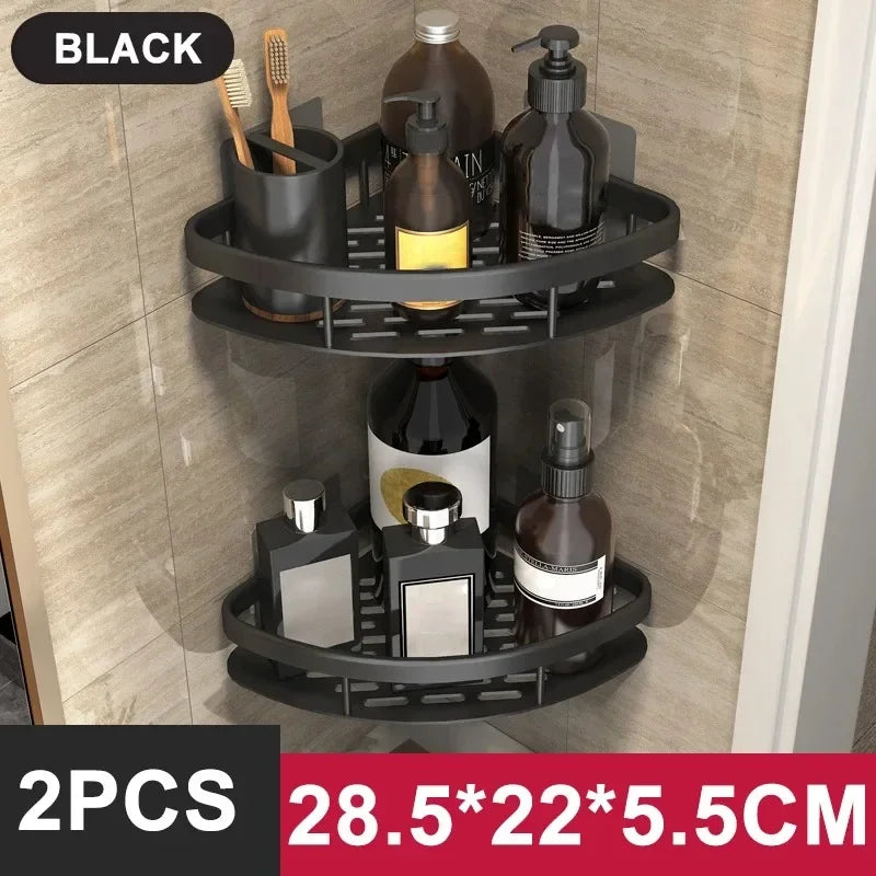 Bathroom Shelf Kitchen Storage Organizer Aluminum Alloy Shampoo Rack Shower Shelf Bathroom Accessories No Drill Shelf